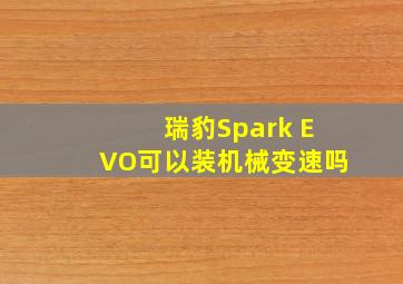 瑞豹Spark EVO可以装机械变速吗